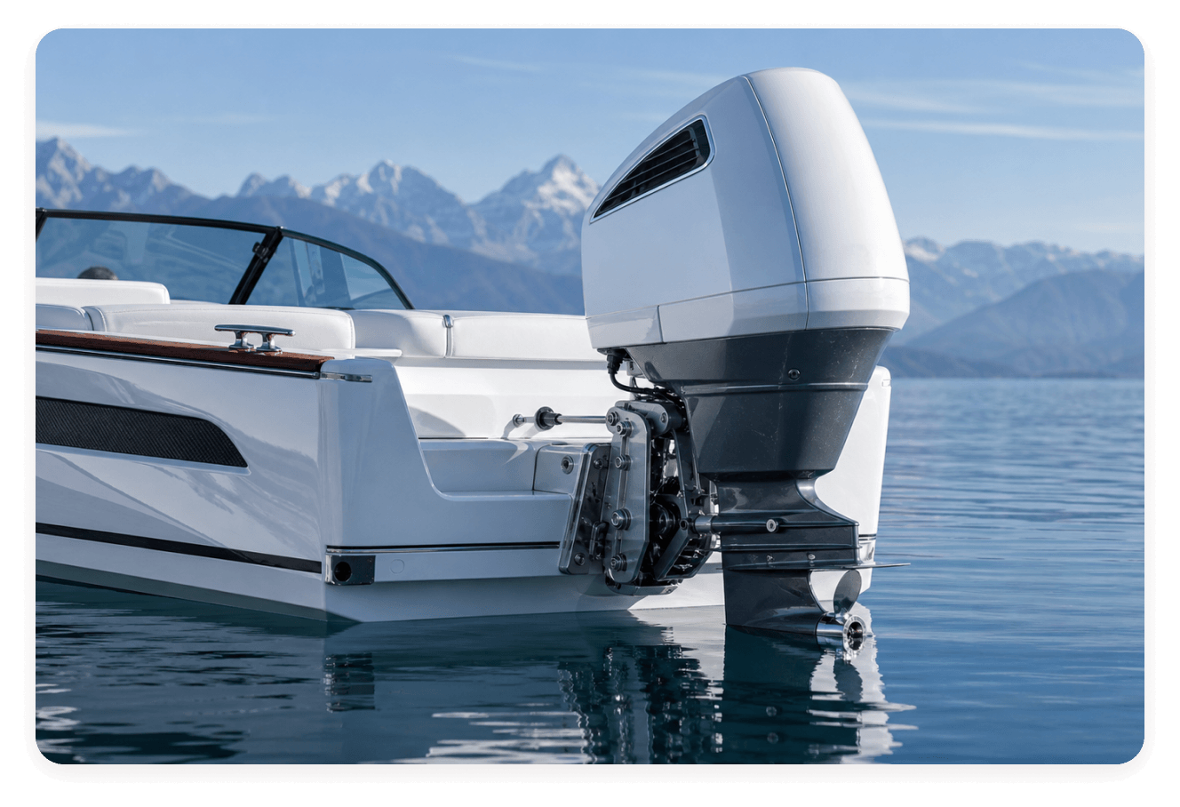 Bateau à moteur équipé d'une transmission hors-bord révisée par RénoBoîtes